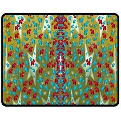 Raining Paradise Flowers In The Moon Light Night Double Sided Fleece Blanket (medium)  by pepitasart