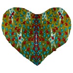 Raining Paradise Flowers In The Moon Light Night Large 19  Premium Flano Heart Shape Cushions Front