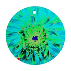 Aqua Cactus Dahlia Ornament (round) by myrubiogarden