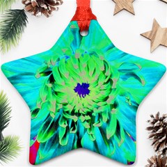 Aqua Cactus Dahlia Ornament (star) by myrubiogarden