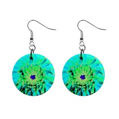 Aqua Cactus Dahlia Mini Button Earrings by myrubiogarden