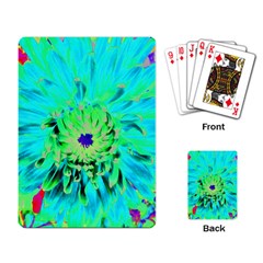 Aqua Cactus Dahlia Playing Cards Single Design