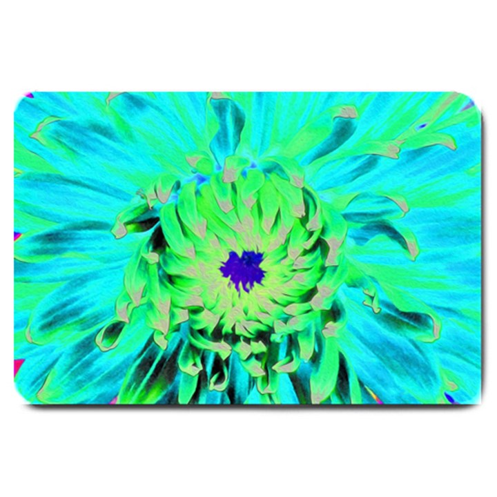 Aqua Cactus Dahlia Large Doormat 