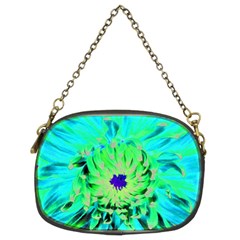 Aqua Cactus Dahlia Chain Purse (two Sides) by myrubiogarden