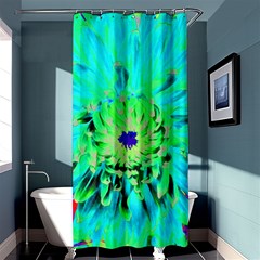 Aqua Cactus Dahlia Shower Curtain 36  X 72  (stall)  by myrubiogarden