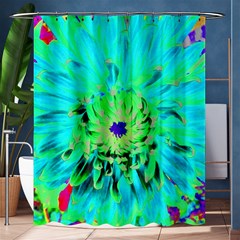 Aqua Cactus Dahlia Shower Curtain 60  X 72  (medium)  by myrubiogarden