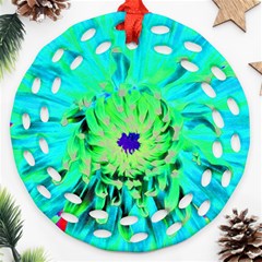 Aqua Cactus Dahlia Ornament (round Filigree)