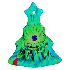 Aqua Cactus Dahlia Christmas Tree Ornament (two Sides) by myrubiogarden