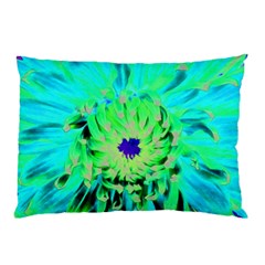 Aqua Cactus Dahlia Pillow Case (two Sides) by myrubiogarden