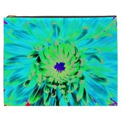 Aqua Cactus Dahlia Cosmetic Bag (xxxl) by myrubiogarden