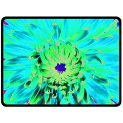 Aqua Cactus Dahlia Double Sided Fleece Blanket (large)  by myrubiogarden