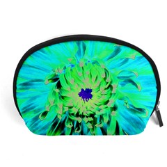 Aqua Cactus Dahlia Accessory Pouch (large) by myrubiogarden