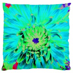 Aqua Cactus Dahlia Standard Flano Cushion Case (one Side) by myrubiogarden