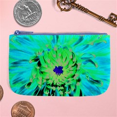 Aqua Cactus Dahlia Large Coin Purse by myrubiogarden