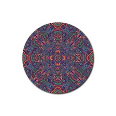 Tile Repeating Colors Textur Rubber Round Coaster (4 Pack)  by Pakrebo