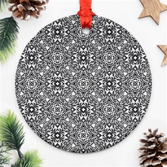 Black White Geometric Background Ornament (round) by Pakrebo