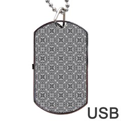 Black White Geometric Background Dog Tag Usb Flash (two Sides) by Pakrebo