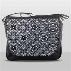 Black White Geometric Background Messenger Bag by Pakrebo