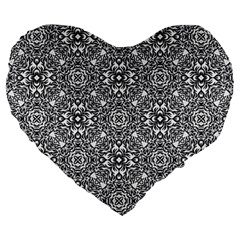 Black White Geometric Background Large 19  Premium Heart Shape Cushions by Pakrebo