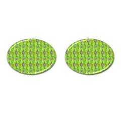 Maple Leaf Plant Seamless Pattern Cufflinks (oval) by Pakrebo