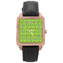 Maple Leaf Plant Seamless Pattern Rose Gold Leather Watch  by Pakrebo