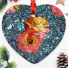 Pattern Rose Yellow Background Ornament (heart) by Pakrebo