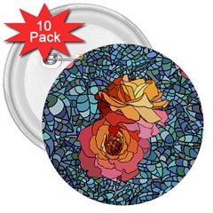 Pattern Rose Yellow Background 3  Buttons (10 Pack)  by Pakrebo