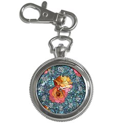 Pattern Rose Yellow Background Key Chain Watches by Pakrebo