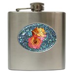 Pattern Rose Yellow Background Hip Flask (6 oz) Front