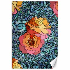 Pattern Rose Yellow Background Canvas 12  X 18  by Pakrebo