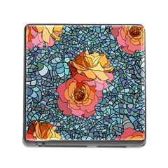 Pattern Rose Yellow Background Memory Card Reader (square 5 Slot) by Pakrebo