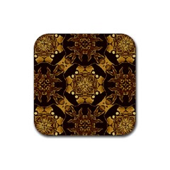 Gold Black Book Cover Ornate Rubber Coaster (square)  by Pakrebo