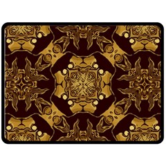 Gold Black Book Cover Ornate Double Sided Fleece Blanket (large)  by Pakrebo