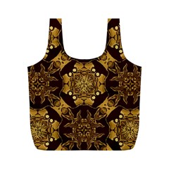 Gold Black Book Cover Ornate Full Print Recycle Bag (m) by Pakrebo