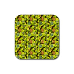 Flowers Yellow Red Blue Seamless Rubber Coaster (square)  by Pakrebo