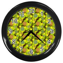 Flowers Yellow Red Blue Seamless Wall Clock (black) by Pakrebo