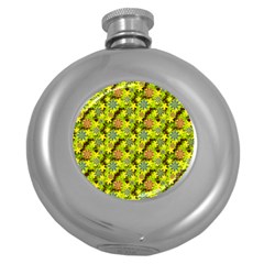 Flowers Yellow Red Blue Seamless Round Hip Flask (5 Oz) by Pakrebo