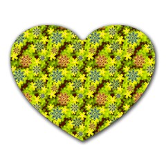 Flowers Yellow Red Blue Seamless Heart Mousepads by Pakrebo