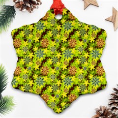 Flowers Yellow Red Blue Seamless Ornament (snowflake) by Pakrebo