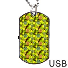 Flowers Yellow Red Blue Seamless Dog Tag Usb Flash (one Side) by Pakrebo