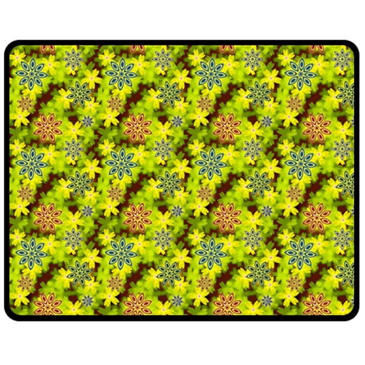 Flowers Yellow Red Blue Seamless Double Sided Fleece Blanket (Medium) 