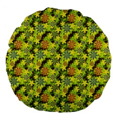 Flowers Yellow Red Blue Seamless Large 18  Premium Flano Round Cushions by Pakrebo