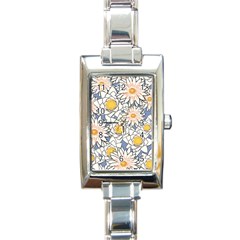 Flowers Pattern Lotus Lily Rectangle Italian Charm Watch by Pakrebo