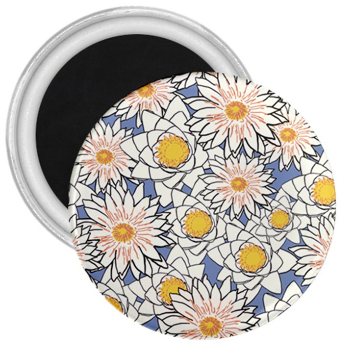 Flowers Pattern Lotus Lily 3  Magnets