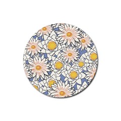 Flowers Pattern Lotus Lily Rubber Coaster (round)  by Pakrebo