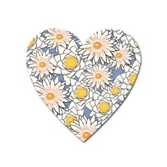 Flowers Pattern Lotus Lily Heart Magnet by Pakrebo