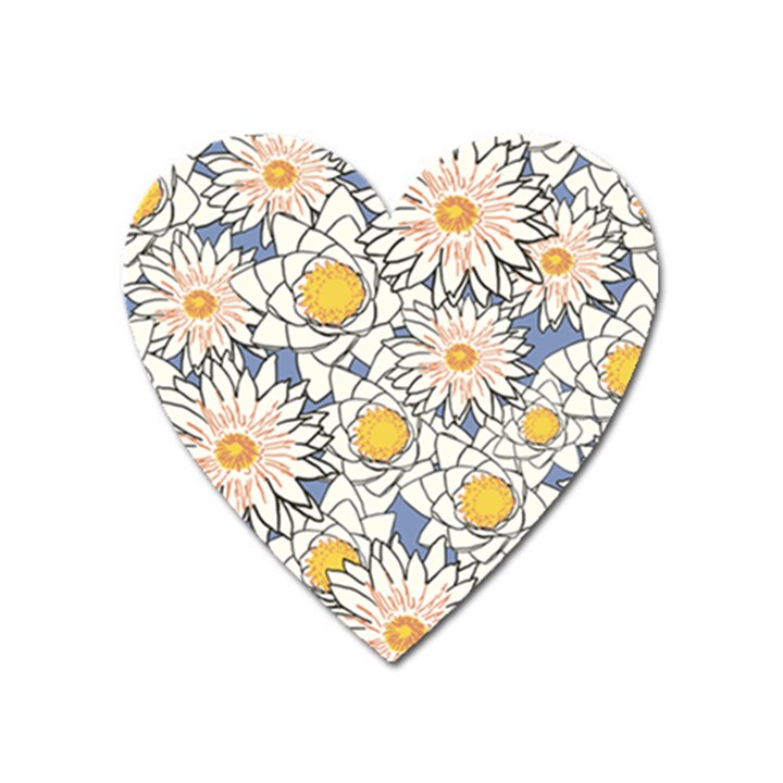 Flowers Pattern Lotus Lily Heart Magnet