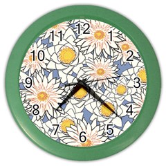 Flowers Pattern Lotus Lily Color Wall Clock by Pakrebo