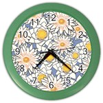 Flowers Pattern Lotus Lily Color Wall Clock Front