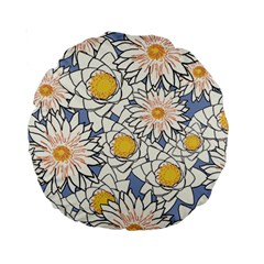 Flowers Pattern Lotus Lily Standard 15  Premium Round Cushions by Pakrebo